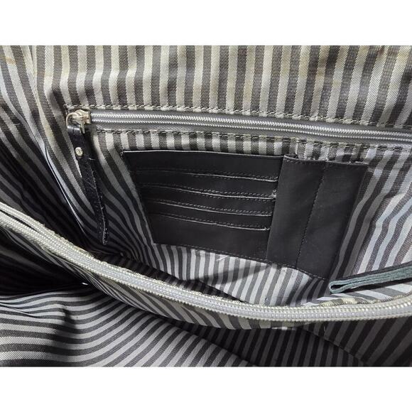 Latico Black Leather Business Tote Briefcase Laptop Case Organizer Woven Pocket - Picture 13 of 16